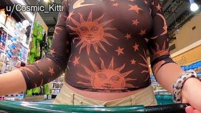 Love the reactions from wearing my sheer shirt shopping!