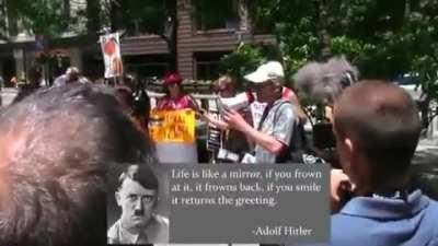 Guy got applauded for quoting Hitler in an Anti-Fascist protest