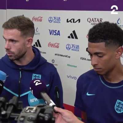 Henderson and Bellingham being asked about Jude to Liverpool