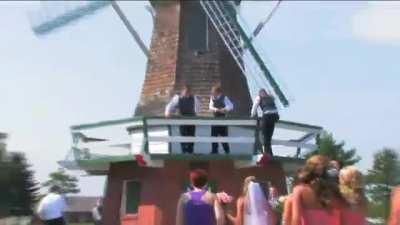 Climbing up a windmill