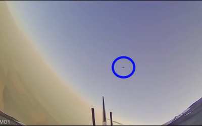 Footage recorded from inside a Ukrainian interceptor drone chasing a Russian 