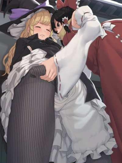 Rubbing her cock through her pants (pink pet bottle)