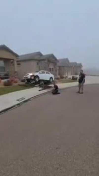 full video of drunk guy crashing his car onto the electrical box