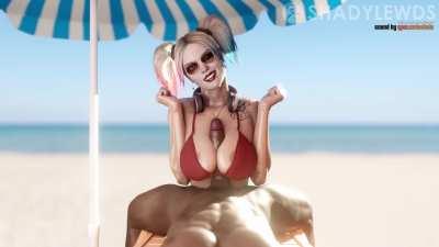Harley Quinn giving a titjob at the beach (ShadyLewds, Audiodude) [DC]