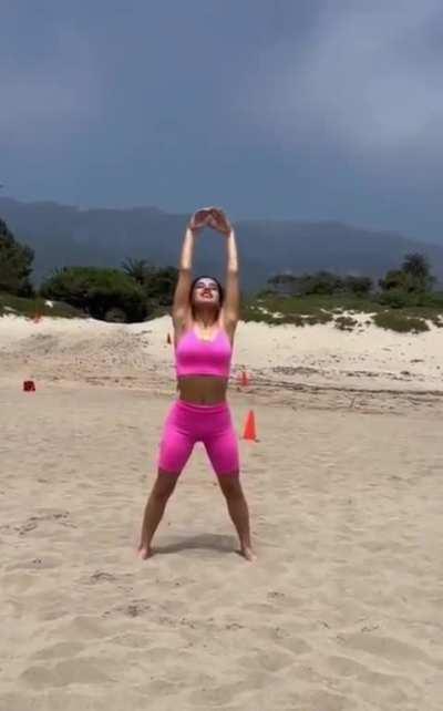 Becky g exercising at the beach during the weekend