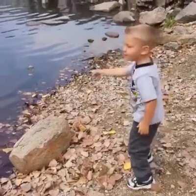 Hold my juicebox while I skip rock!