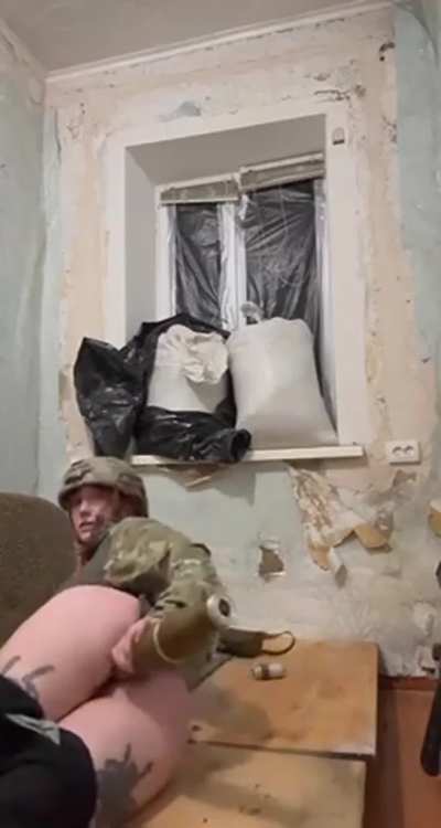Russian Soldier Puts a Mortar Shell in Her Pussy