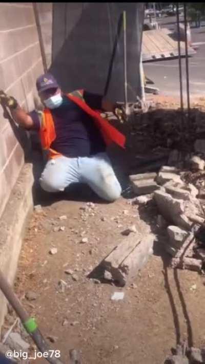 Masterful swing of the sledgehammer leaves the crowd rolling on the ground