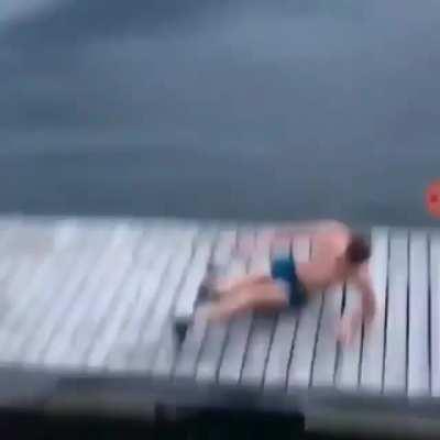 WCGW jumping to a dock