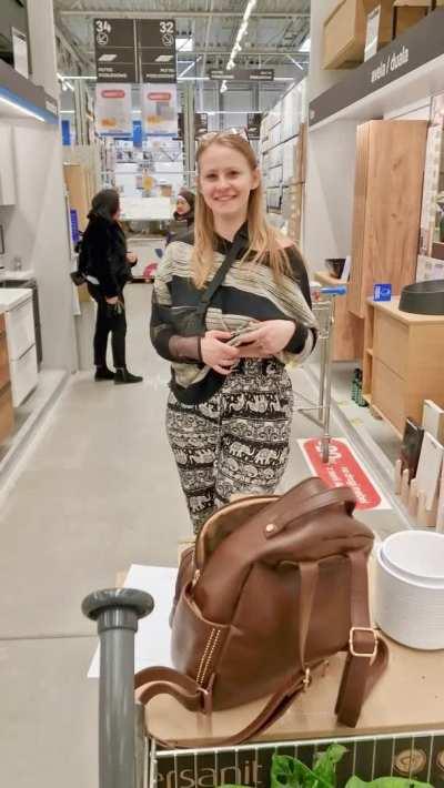 It was a very quick and risky action to show boobs in the store in the bathroom department. Heh