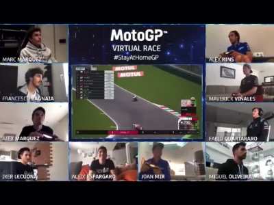 Surreal throwback: GP riders racing together online during Covid.