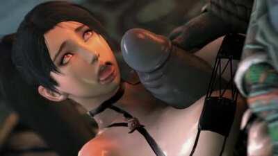 Tittyfucking the huge demon cock