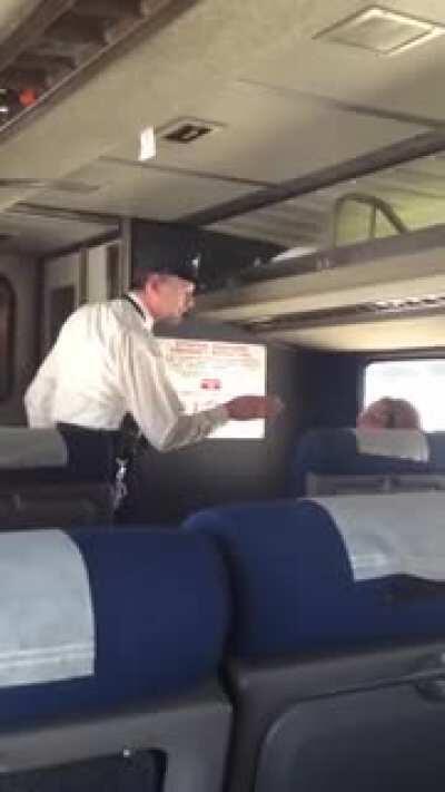 Crazy lady freaks out in train - 