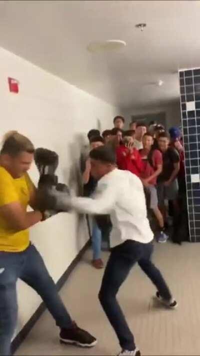 Bathroom boxing match