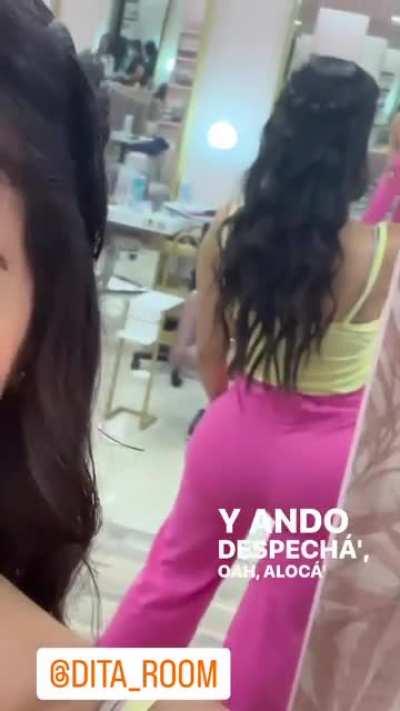 Showing off her “hair”