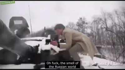 Ukrain Mayor has the solution, makes good use of the russian tanks.