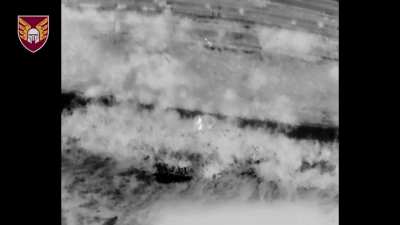 Ukraine's 46th Airmobile Brigade UAV team intercepted groups of Russian infantry attempting to cross a river in rubber boats in the Kurakhove direction, using munition drops in response. Published November 19, 2024