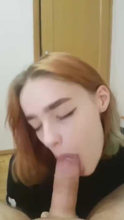 Cute Girl Blows Him till He cums in Her Mouth