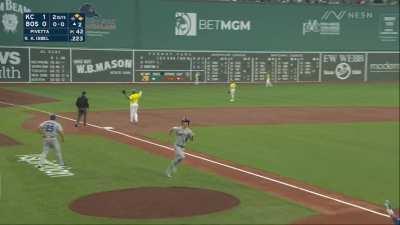 [Highlight] [highlight]Kyle Isbel hits a liner over Masataka Yoshida's head in left and the ball winds up getting stuck in one of the manual scoreboard lights. Ruled a ground rule double.