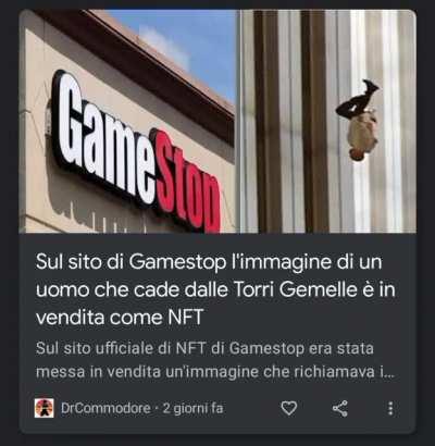 Gamestop is selling a NFT of a guy falling of the Twin Towers