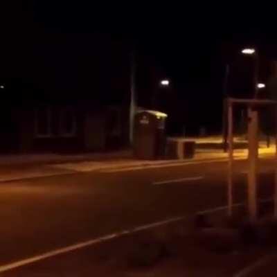 Guess where the fire work is and how fucking big the explosion is