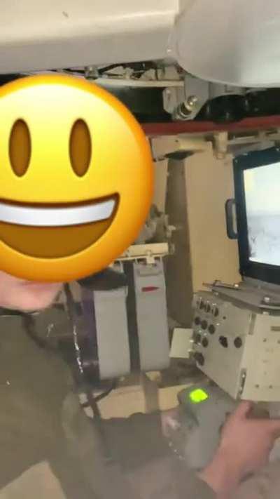 Footage from inside of Ukrainian BTR-4 firing at Russian positions, location unknown