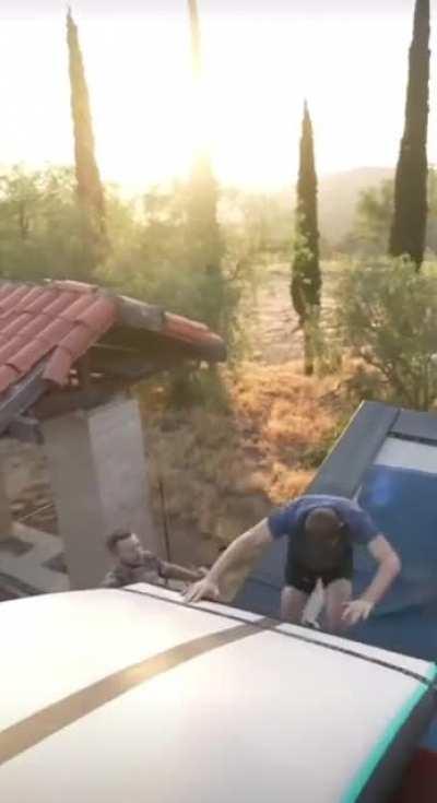 Oh cool! Trampoline tricks! Oh shit…