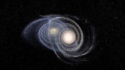 [Simulation] Andromeda galaxy colliding with the Milky Way