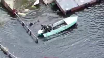 A Russian boat was spotted attempting to perform an evacuation but was thwarted by grenades dropped from a drone. Later, Ukrainian soldiers finished them off