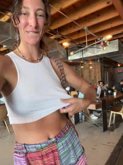 The cafe was packed, but I actually got caught by the cute barista