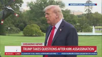 Trump answers “how he’s holding up” after losing his friend Charlie Kirk: TRUMP: “I think very good. By the way, right there you see all the trucks. They just started construction of the new ballroom for the WH”