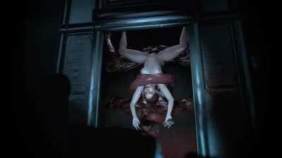 Claire taken upstairs by a Licker (ZMSFM) [Resident Evil]