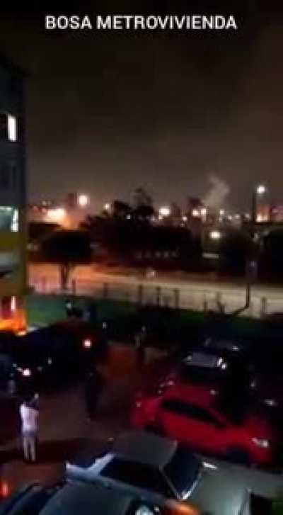 ESMAD fire stun grenades against people in Bosa, southern Bogota.