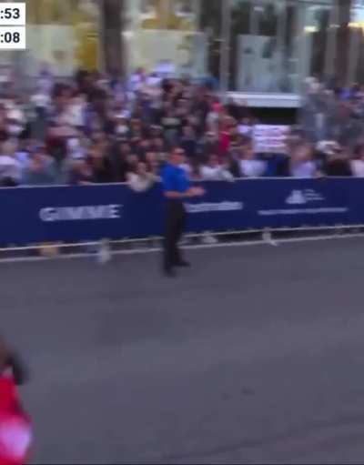 BY A WHISKER! American Nathan Martin explodes past Kenyan Michael Kimani Kamau in the final stride to steal the LA Marathon men&rsquo;s pro crown in 2:11:16.50 &mdash; winning by an insane 0.01 seconds! Pure chaos at the line!