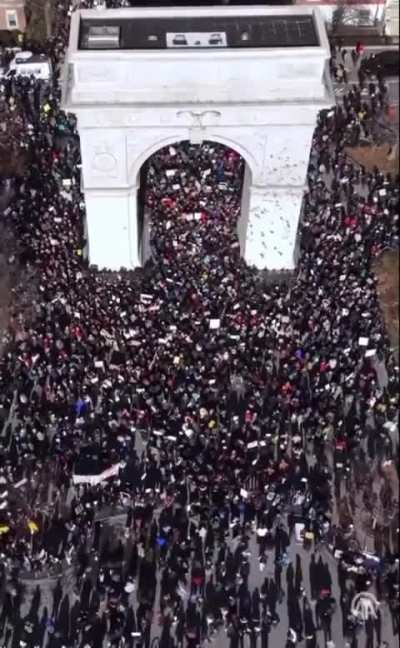 Massive anti-Trump/Musk protests at Washington Square in New York City, 17 Feb 2025