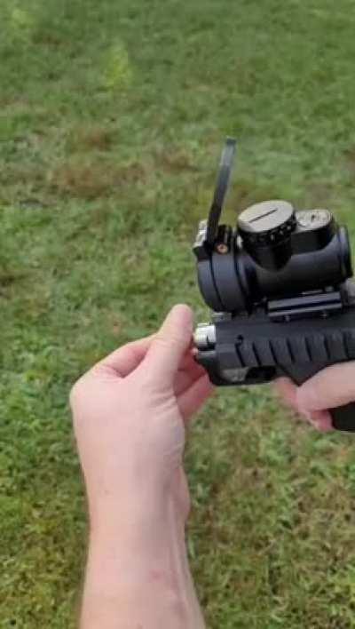 To safely fire a stupid handgun…