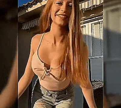 She teasing with her tits