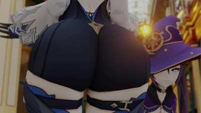 Mona Lisa Eula and Ganyu ( kishi3d )[genshin impact]