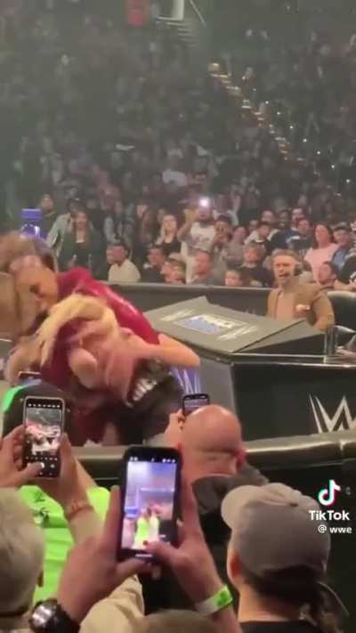WWE TikTok uploads an audience view of Lash Legend attacking Alexa Bliss