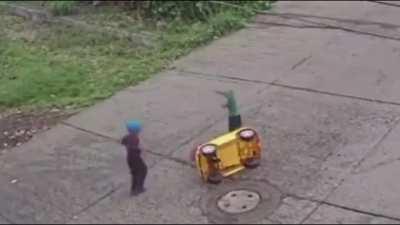 Head on collision. Amazingly, both victims survived.