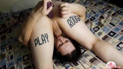 Your wife went on a vacation with her lover. So you used the opportunity to play with her toys.