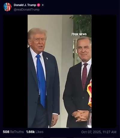 10/7/2025 --- Trump welcomes Canadian Prime Minister Carney to White House for Trade Talks.