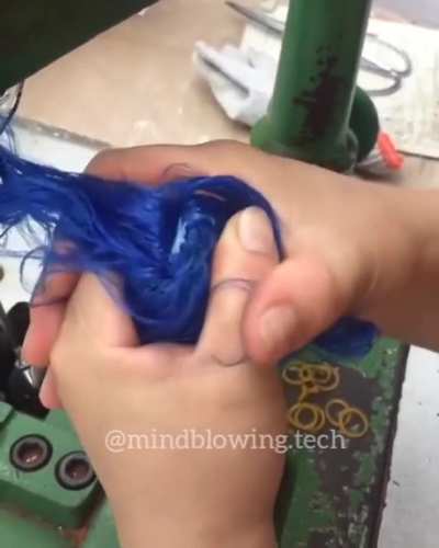 Doll getting its hair done