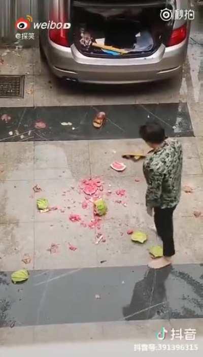 Ah. The ol' pretend to take a watermelon out of the trunk gag.