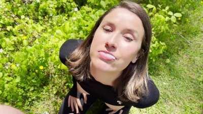 Draining his balls in yoga pants