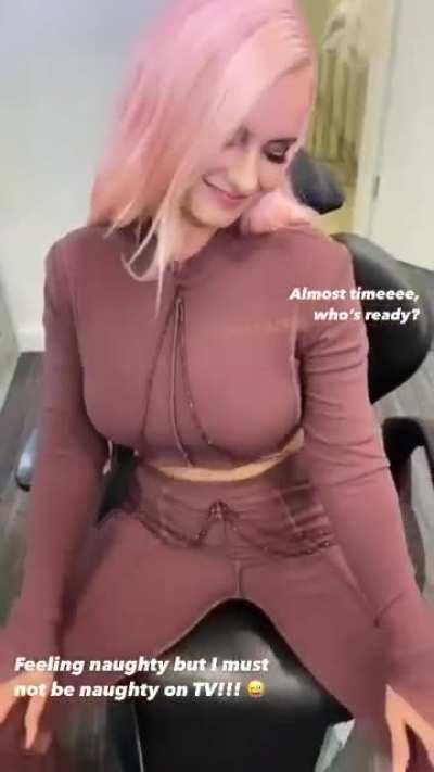 Grace grinding her arse into a seat