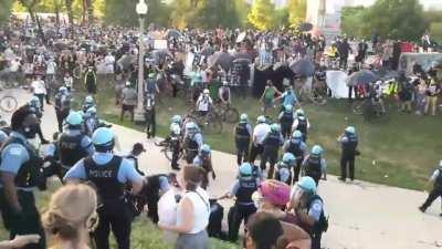 Chicago police beating up protestors in Grant Park