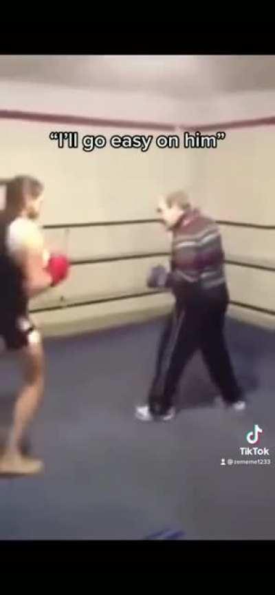 Young boxer thinks he has an easy opponent !