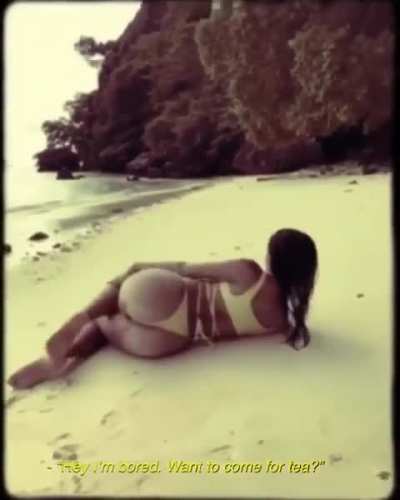 Old video rolling on the beach