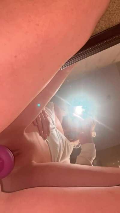 I love watching my pussy stretch as I ride my dildo